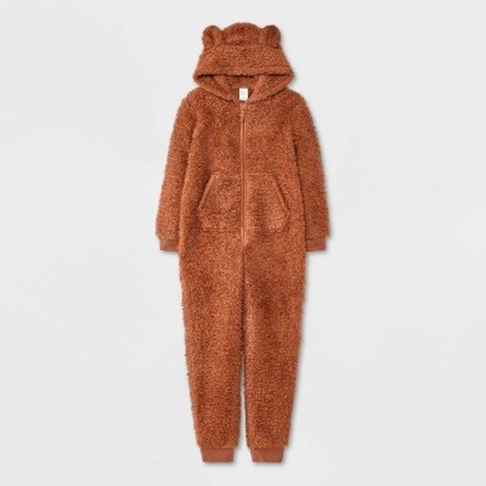 Cat & Jack Brown Teddy Bear Union Suit - Large